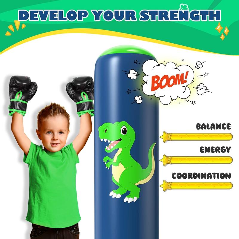 Inflatable Punching Bag, 48 Inch  Inflatable Boxing Bag for 3-6 ,Dinosaur  & Gifts for Boys and Girls,  Boxing Set for Practicing Karate, Taekwondo