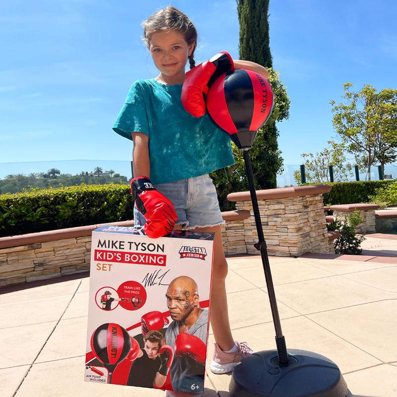 Mike Tyson Kid's Boxing Set with Autographed Gloves For Kid Over 6 Year Old Practice Boxing Sport Good Health