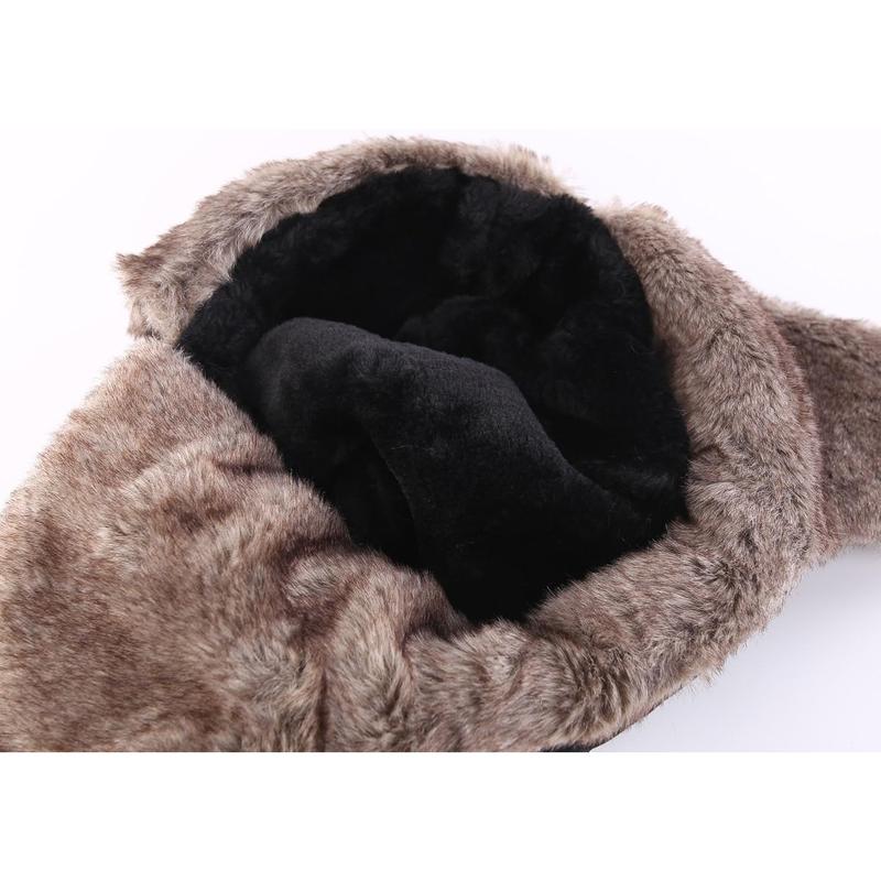 Men Trooper Trapper Hat Warm Winter Hats with Removable Face Mask Earflaps Faux Fur Winter Essential Outdoor Sports Hat winter essential