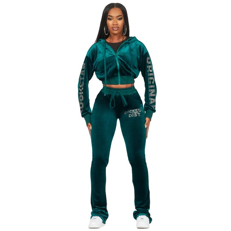 Shakura Green Stacked Velour Trackset