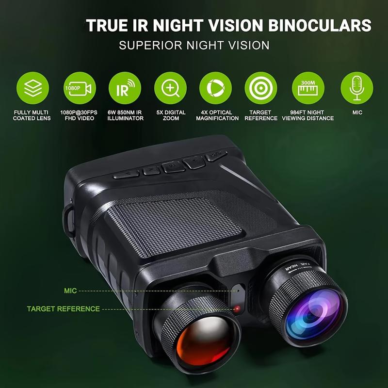 Advanced Night Vision Binoculars: 1080P HD Clarity with 850nm Infrared Technology, Featuring 5X Digital Zoom Telescope Goggles, Perfect for Outdoor Camping and Full Dark Exploration Up To 300m