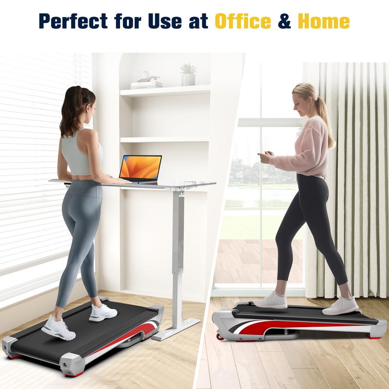 Redliro Walking Pad Treadmill with 6% Incline, Under Desk Treadmill 350+ lb Capacity Portable for Home & Office, Compact Mini Jogging Machine for Small Space Installation-Free with Remote Control