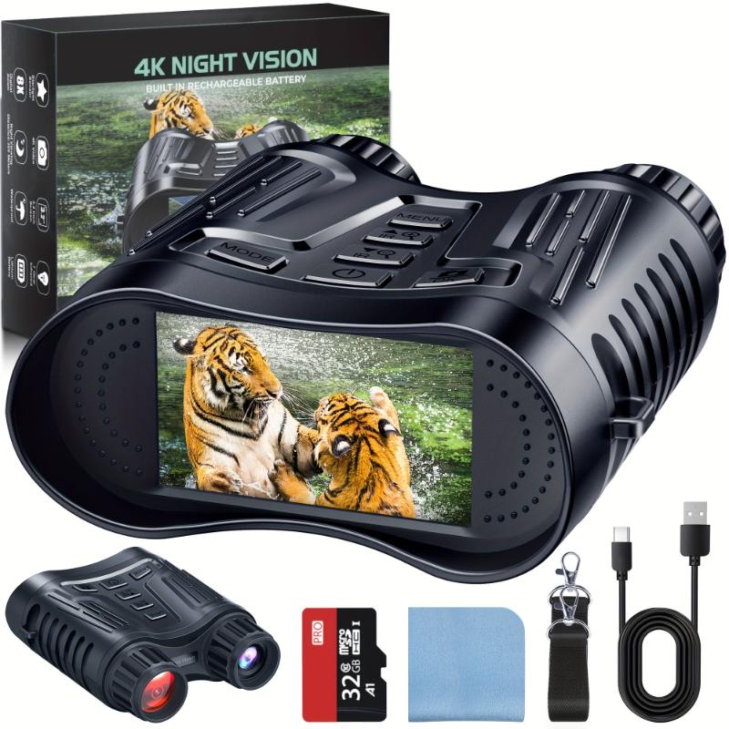 Night Vision Binoculars For Adults, 3.2'' HD Screen Binoculars Can Save Photo And Video With 32GB Memory Card & Rechargeable Battery