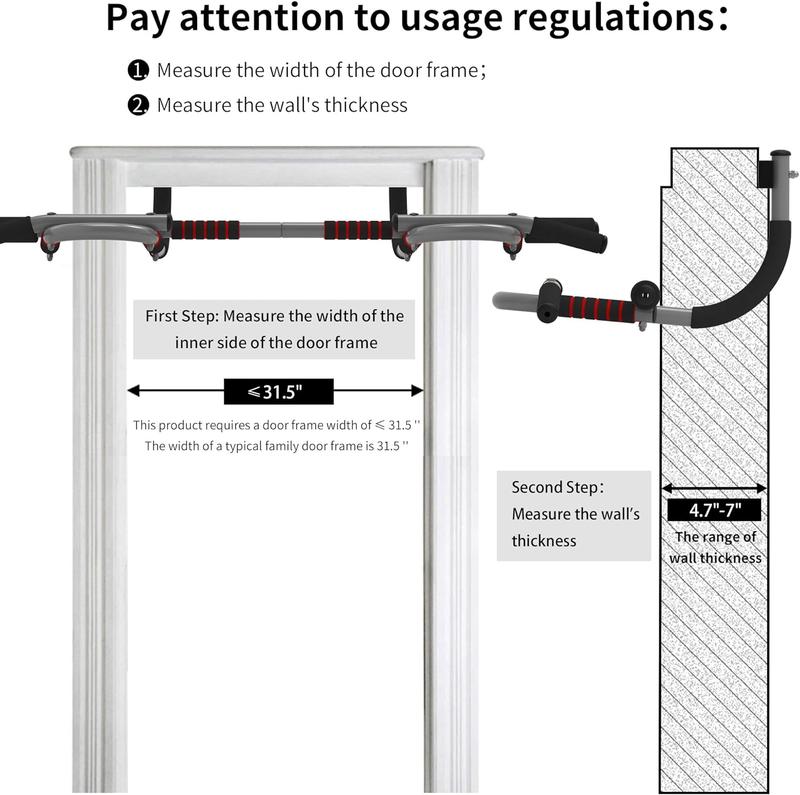 Pull-Up Bar For Door Frame Adjustable Portable Upper Body Fitness Workout For Home Gyms Adjustable Door