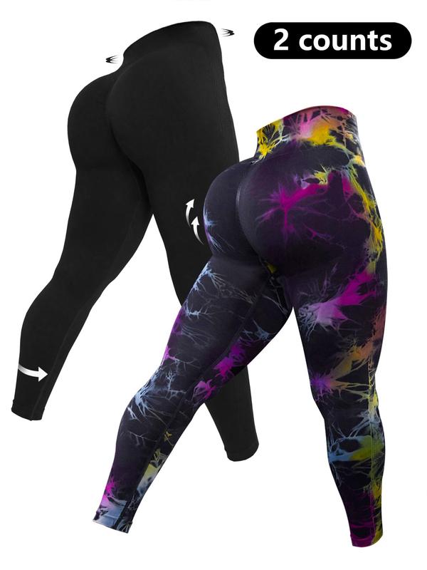  Solid & Tie Dye Print High Waist Sports Leggings, Workout Clothes Women, Casual Comfy Breathable Skinny Pants for Gym Workout Running, Yoga Pants, Women's Sport & Outdoor Clothing, Yoga Pants