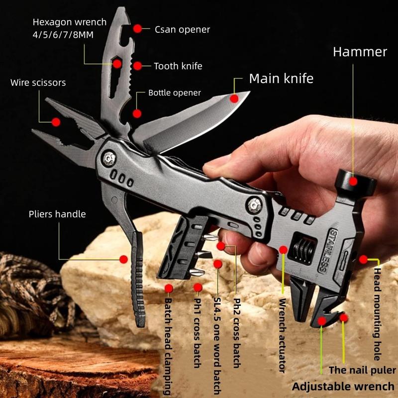 Multi Tool Hammer - Multitool Hammer for Survival,16 in 1 Adjustable Wrench Multitools Pliers Survival Camping Gear Gadgets Hiking Outdoor,Home DIY Use