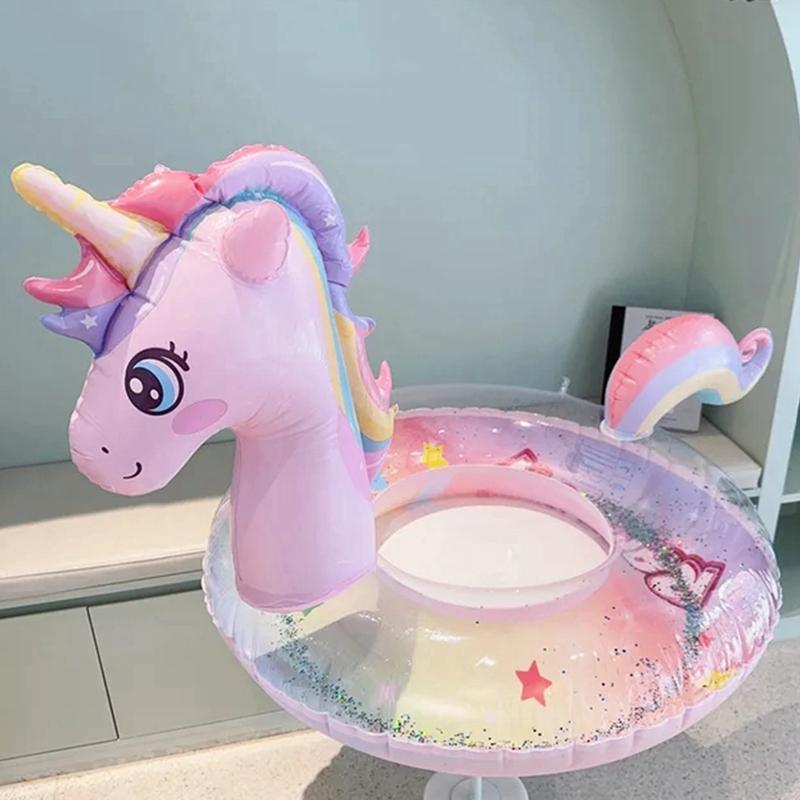 Unicorn Design Glitter Swimming Ring, Cute Swimming Float, Swimming Ring for Beach Party, Water Sports Equipment for Outdoor Swimming Pool