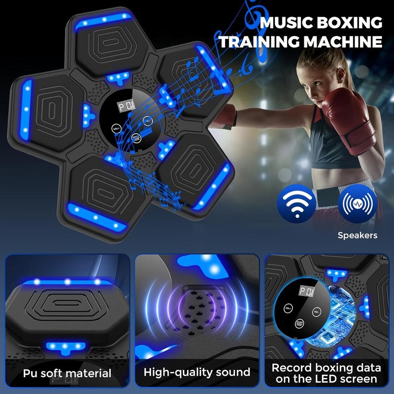 Music Boxing Glove with Boxing Machine, Smart Wireless Boxing Machine with LED, Electronic Wall-Mounted Home Music Boxing Target Simulator, Normal Upgraded Version