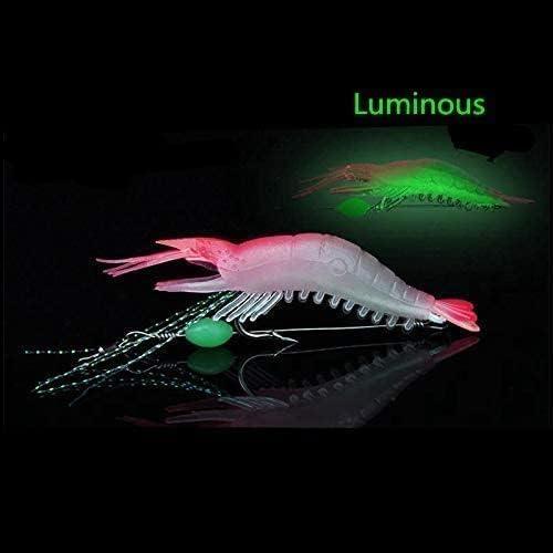 5 count Soft Luminous Shrimp Lure Set, 5 Colors Shrimp  Shrimp Lures Fishing  with Hooks Beads Fishing Tackles for Freshwater Saltwater Bass Trout Catfish Salmon