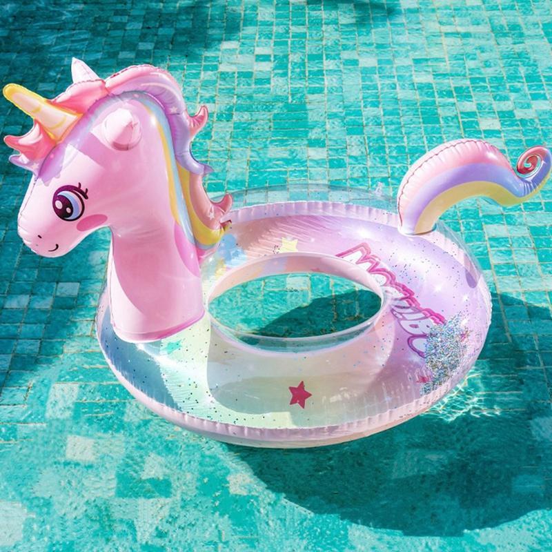 Unicorn Design Glitter Swimming Ring, Cute Swimming Float, Swimming Ring for Beach Party, Water Sports Equipment for Outdoor Swimming Pool