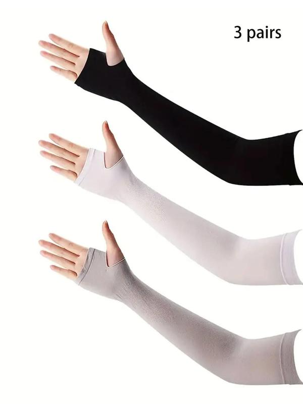 Unisex Simple Style Plain Color Arm Sleeves (3 Pairs), Casual Trendy Uv Protection Arm Sleeves, Fashionable Arm Sleeves for Outdoor Sports Driving, Running, Hiking