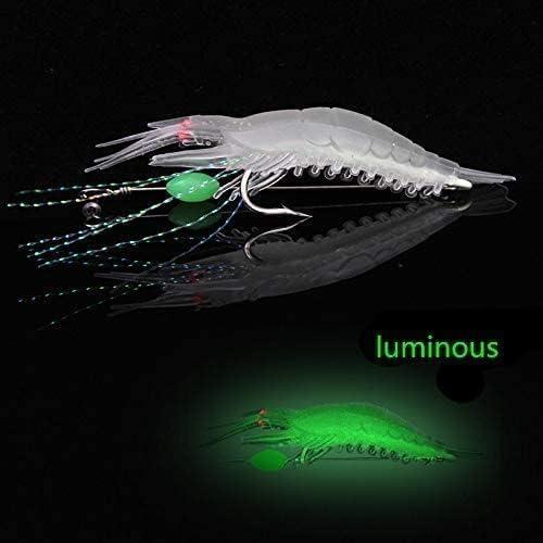 5 count Soft Luminous Shrimp Lure Set, 5 Colors Shrimp  Shrimp Lures Fishing  with Hooks Beads Fishing Tackles for Freshwater Saltwater Bass Trout Catfish Salmon