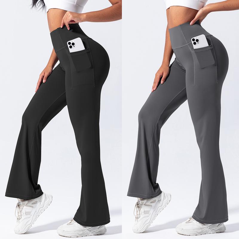 Flare Yoga Pants for Women High Waist Bootcut Workout Stretch Leggings with Pockets & Tummy Control