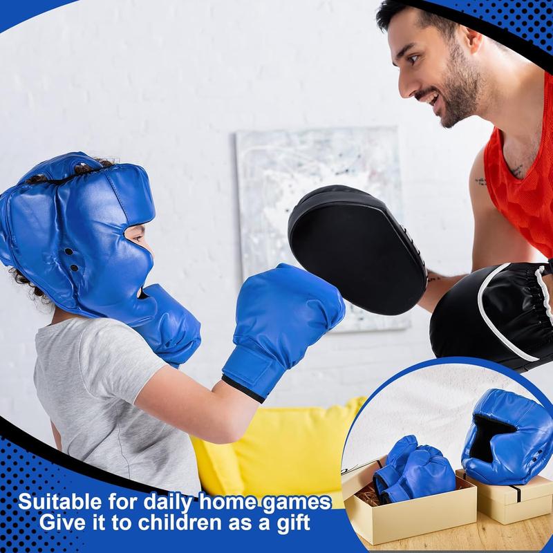 12 counts Kids Boxing Equipment Set Including Boxing Helmet and Gloves Hand Wraps Sport MouthGuards Taekwondo Sparring Gear for Beginners Kids and Children Ages 6-18 Years