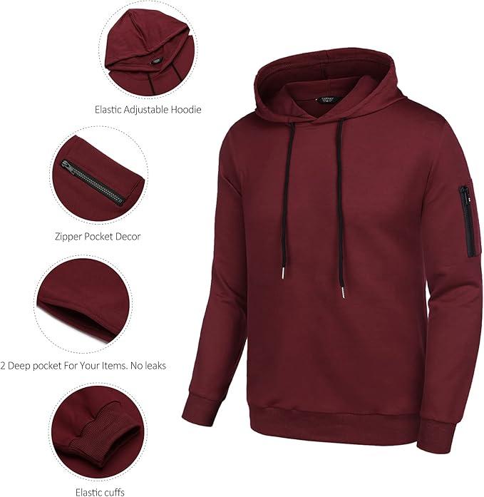 COOFANDY Men's Tracksuit Hoodie Set Hooded Athletic Sweatsuits Menswear Cotton Elastic