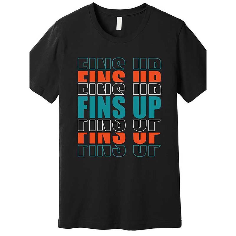 Dolphin Fin Up, Miami Fan Gift, Sports Quality T-shirt 603450, Fun Men's Short Sleeve Graphic T-shirt Collection, Black TT2