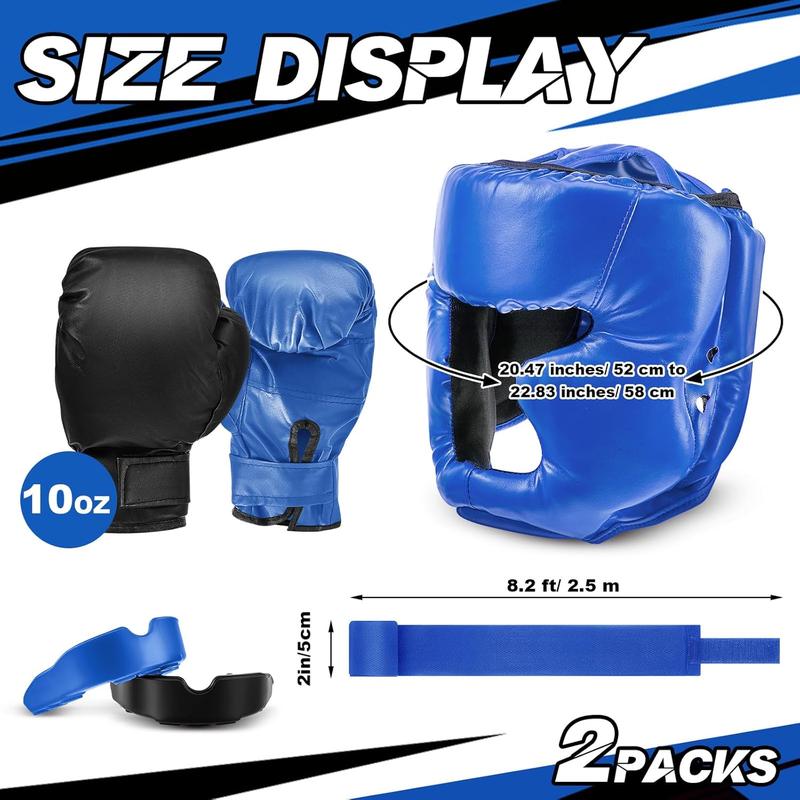 12 counts Kids Boxing Equipment Set Including Boxing Helmet and Gloves Hand Wraps Sport MouthGuards Taekwondo Sparring Gear for Beginners Kids and Children Ages 6-18 Years