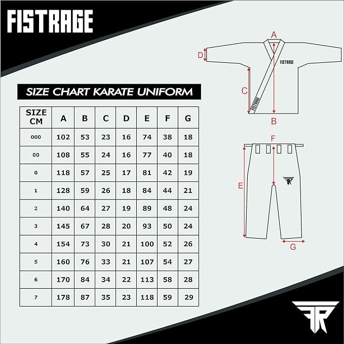 FISTRAGE Karate Gi 8 oz Lightweight Uniform with Belt Soft Poly Cotton Blend Fabric for Martial Arts Beginner Training Suit