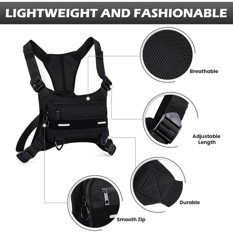 Chest Bag For Men Women Running Vest Chest Bag,Water Resistant Lightweight Front Running Vest Bag,For Workouts,Cycling (Black)