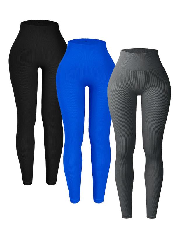 Sporty Women's Solid Color High Waist Sports Leggings, Sport Breathable Comfortable Skinny Pants, High Stretch Yoga Leggings, Ladies Sportswear for Indoor Outdoor Wear