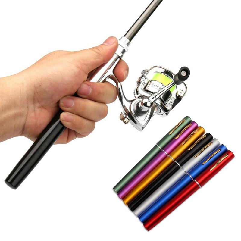 Collapsible Fishing Rod & Reel Combo, Mini Pen Fishing Pole Kit, Telescopic Fishing Rod & Spinning Reel Combo Kit, Fishing Accessories