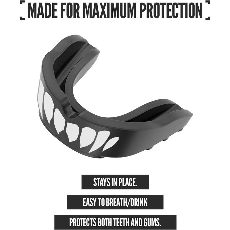 BAOGE-2 Pack Rush Mouth Guard for Boxing and Other Sports (Black & White Fangs)