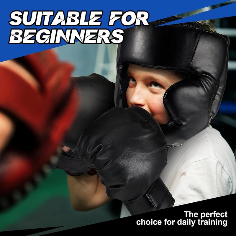 12 counts Kids Boxing Equipment Set Including Boxing Helmet and Gloves Hand Wraps Sport MouthGuards Taekwondo Sparring Gear for Beginners Kids and Children Ages 6-18 Years