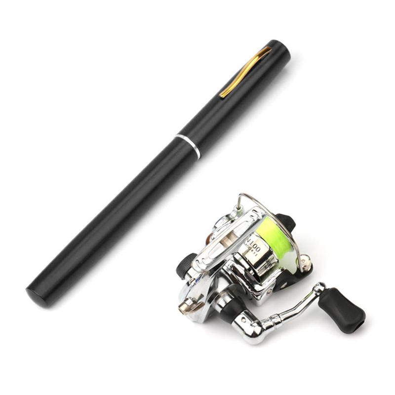 Collapsible Fishing Rod & Reel Combo, Mini Pen Fishing Pole Kit, Telescopic Fishing Rod & Spinning Reel Combo Kit, Fishing Accessories