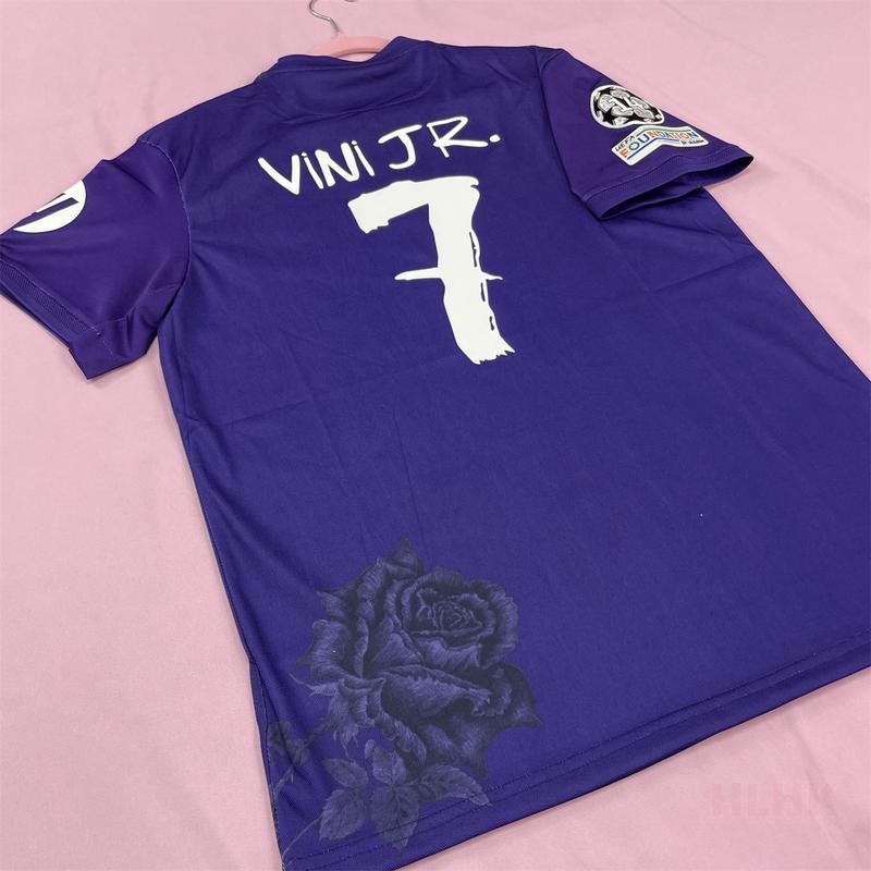 23 24 Y3 Purple Short Sleeve Team Jersey 7# Vini JR. Fan Edition Soccer Jersey