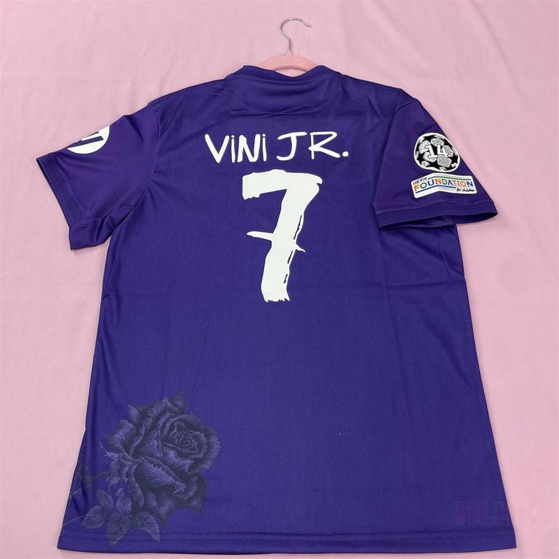 23 24 Y3 Purple Short Sleeve Team Jersey 7# Vini JR. Fan Edition Soccer Jersey