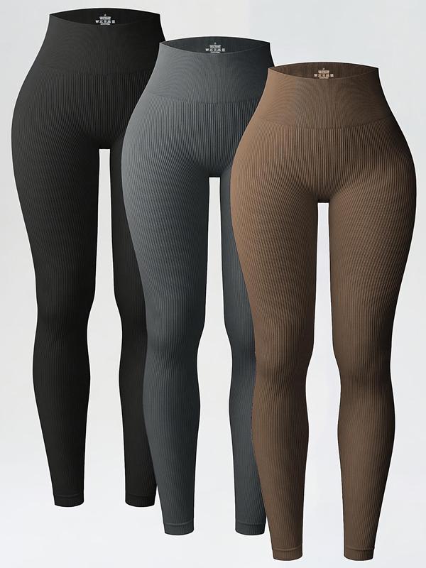 Sporty Women's Solid Color High Waist Sports Leggings, Sport Breathable Comfortable Skinny Pants, High Stretch Yoga Leggings, Ladies Sportswear for Indoor Outdoor Wear