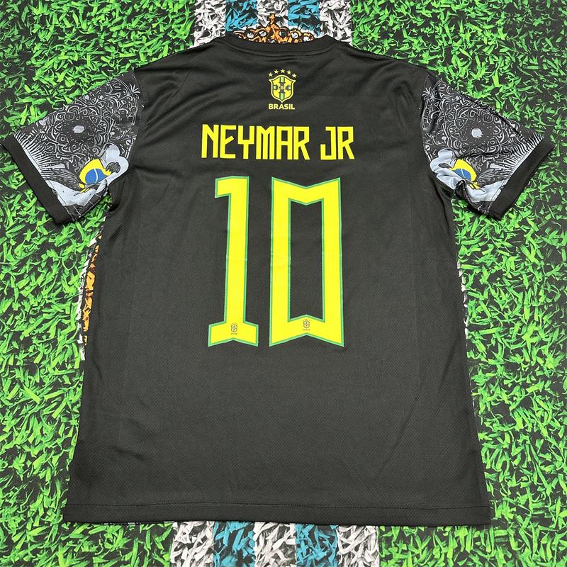 Nike 2425 Brazil Black Short Sleeve Special Edition Redeemer Five Star Neymar Jr  Soccer Jersey