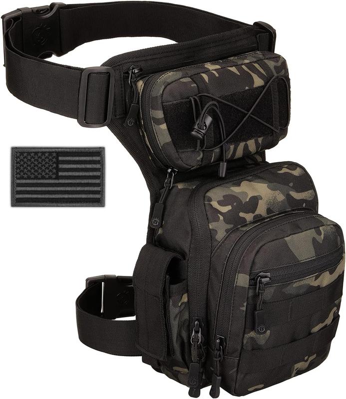 Tactical Drop Leg Bag Military Tool Gear Fanny Thigh Pack Molle Utility Airsoft Motorcycle Cycling Waist Gear Pouch (1 Patch Included)