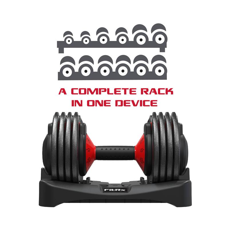 2-Pack, Two 25lbs. Quick-Select 9 in 1 Adjustable Dumbbell for Gym, 5-25lbs. Weight in 2.5lbs Increments