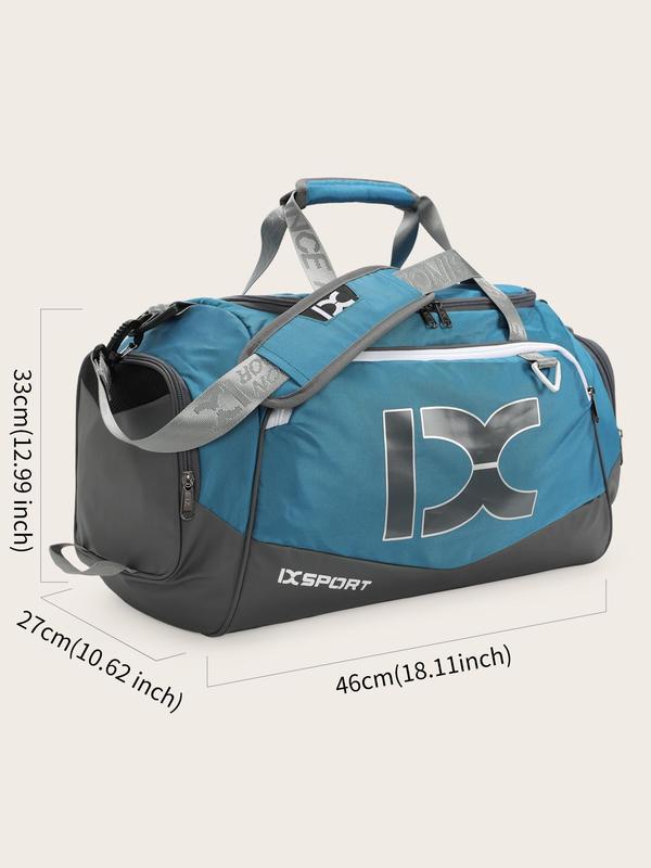 Unisex's Letter Pattern Sports Gym Bag, Sporty Large Capacity Travel Bag for Men & Women, Waterproof Sports Bag for Swim Travel Working Out