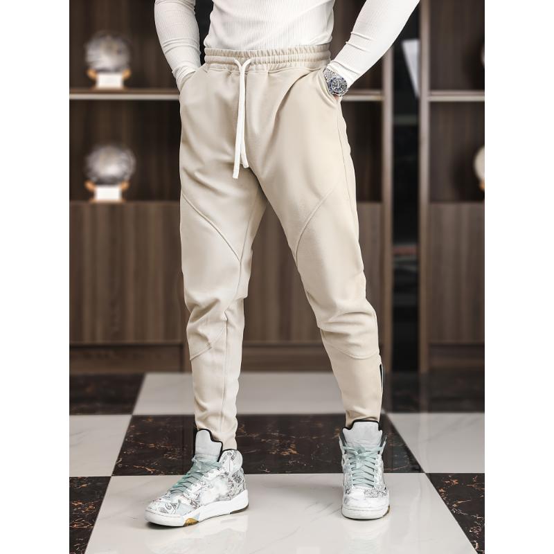 Comfortable Mens Solid Stretch Jogger Pants - Stylish Loose Fit with Adjustable Drawstrings for Breathable, All-Season Outdoor Wear