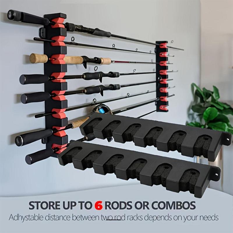 Fishing Rod Holder, 2 Counts Fishing Rod Display Rack, Wall Mounted Fishing Rod Storage Organizer, Outdoor Fishing Accessories