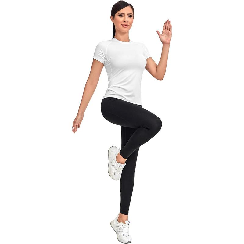 4 Pack Women's Shirt Long Short Sleeve Performance Workout Baselayer Athletic Top Gym Sports Gear