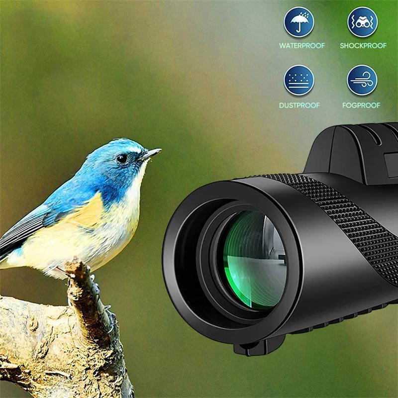 Portable Monocular Telescope, 80x100 High Definition Monocular Telescope with BAK4 Prism & FMC Lens, Outdoor Adventure Bird Watching Telescope