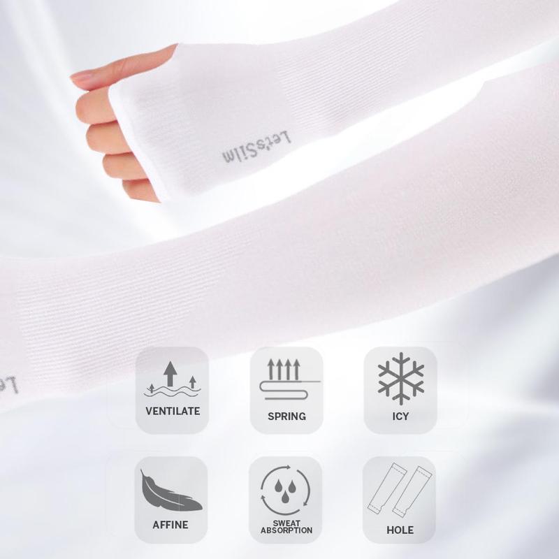 1 Pair Anti-UV Ice Silk Arm Sleeve, Sunscreen Fingerless Glove, Bicycle Arm Sleeve