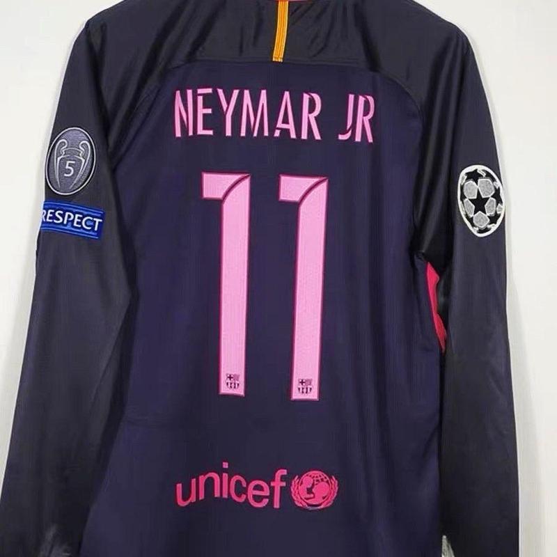 16-17 season Barcelona jersey away Champions League number 11, Neymar 10, Messi long sleeved football jersey