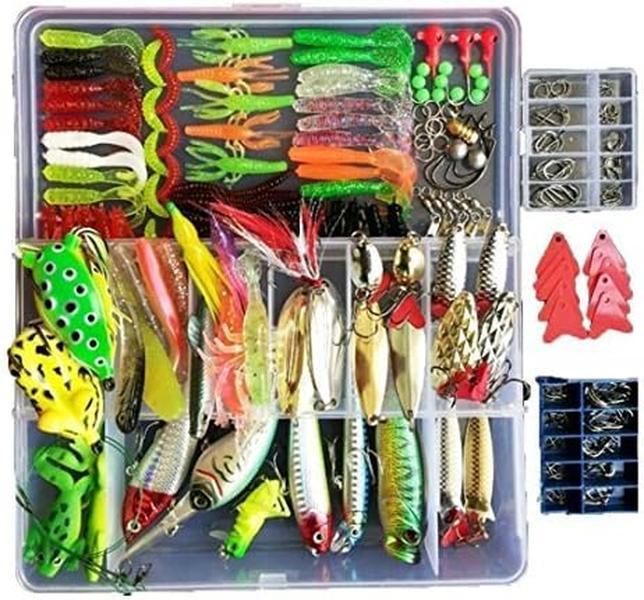 275-Piece Fishing Lure Kit for Bass, Trout, Salmon - Frogs, Spoons, Grasshoppers