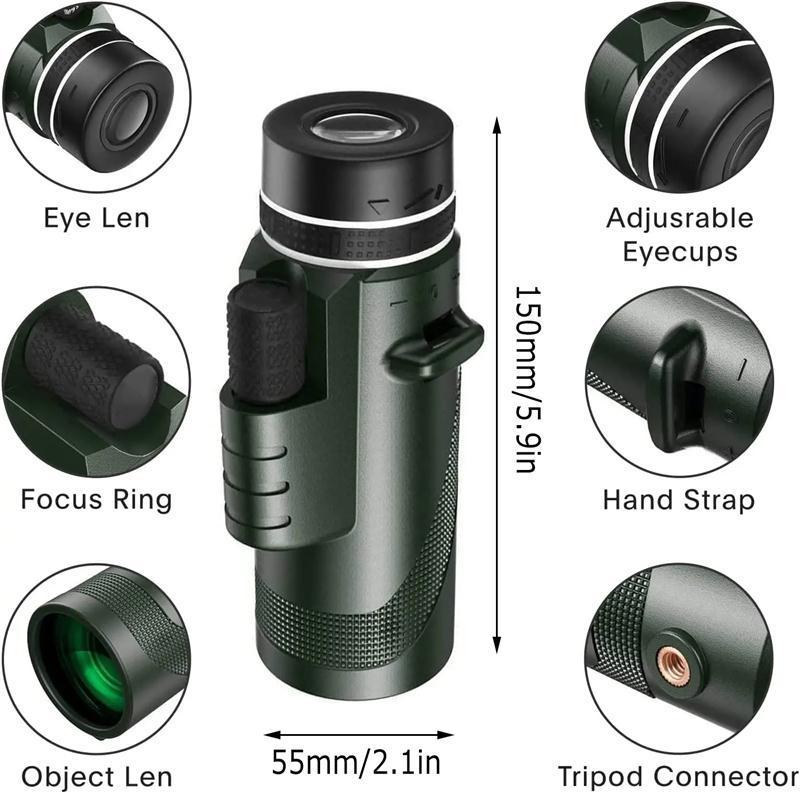 Portable Monocular Telescope, 80x100 High Definition Monocular Telescope with BAK4 Prism & FMC Lens, Outdoor Adventure Bird Watching Telescope