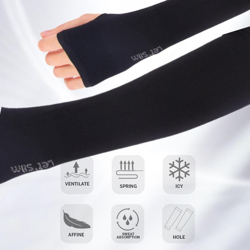 1 Pair Anti-UV Ice Silk Arm Sleeve, Sunscreen Fingerless Glove, Bicycle Arm Sleeve