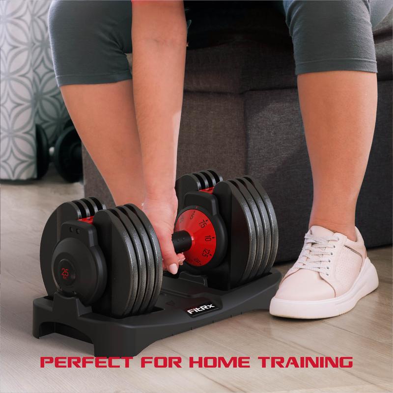 2-Pack, Two 25lbs. Quick-Select 9 in 1 Adjustable Dumbbell for Gym, 5-25lbs. Weight in 2.5lbs Increments