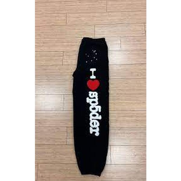 Sp5der Heart Sp5 Sweatpants Black – Restock AR, Unisex Sweatpants, Unisex Joggers, Trend Sweatpants, No Pockets