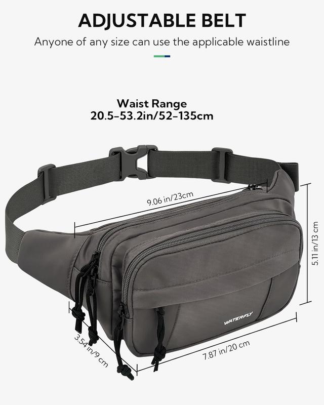 Fanny Pack Waist Packs: Large Crossbody Belt Bag Fanny Packs for Women Men with 7 Zipper Pockets Adjustable Strap Waist Bags  Pack for Traveling Cycling Running Hiking-Gray