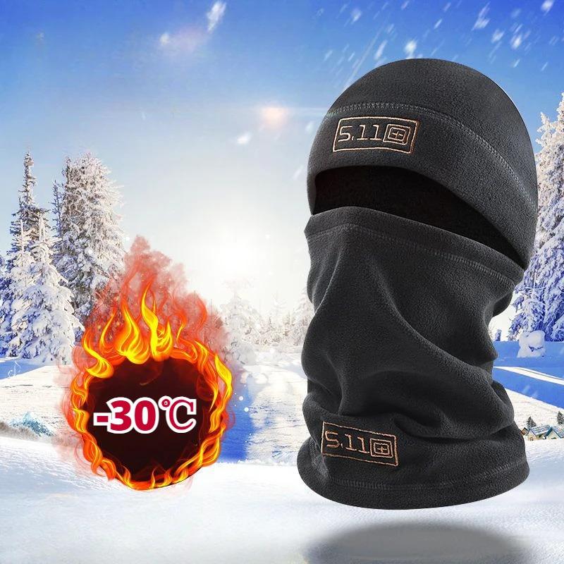 Tactical Fleece Hat&Scarf Set Thermal Head Cover Winter Warm Balaclava Face Mask Sports Cycling Bonnet Neck Protector