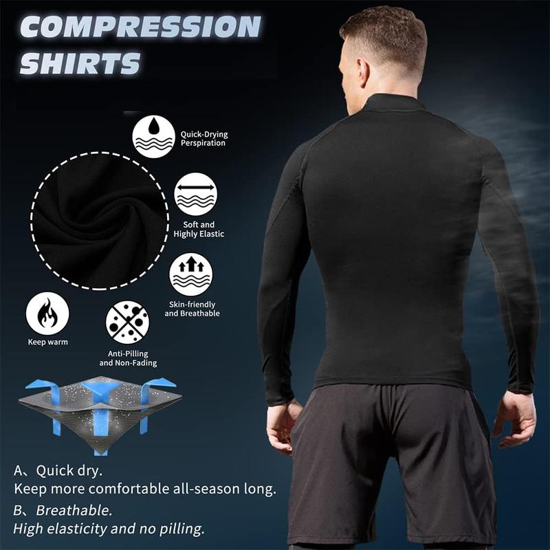 1 or 3 Pack Men's Compression Shirts Long Sleeve Workout Gym T-Shirt Running Top Cool Dry Sports Baselayer Undershirts