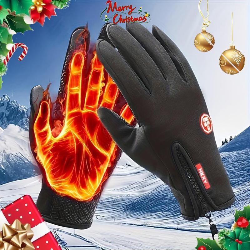 Winter Warm Gloves, 1 Pair Men's and Women's Outdoor Cycling Gloves Warm Plush Lining for Sports, Fishing, Autumn Travel, Waterproof, Windproof and Non-slip Touch Screen Gloves, Birthday Gift, Christmas Gift, Halloween Gift